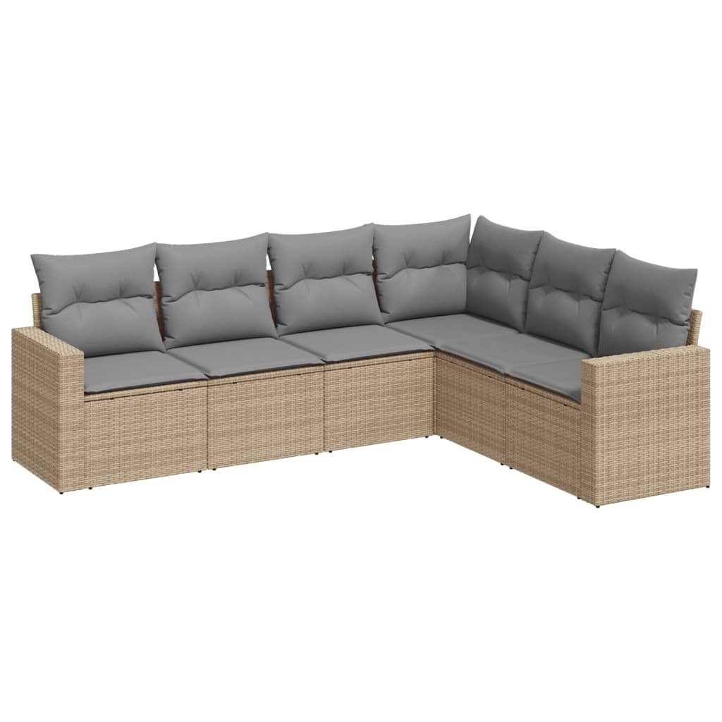 vidaXL Salon de jardin 6 pcs avec coussins beige résine tressée