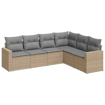 vidaXL Salon de jardin 6 pcs avec coussins beige résine tressée