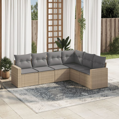 vidaXL Salon de jardin 6 pcs avec coussins beige résine tressée