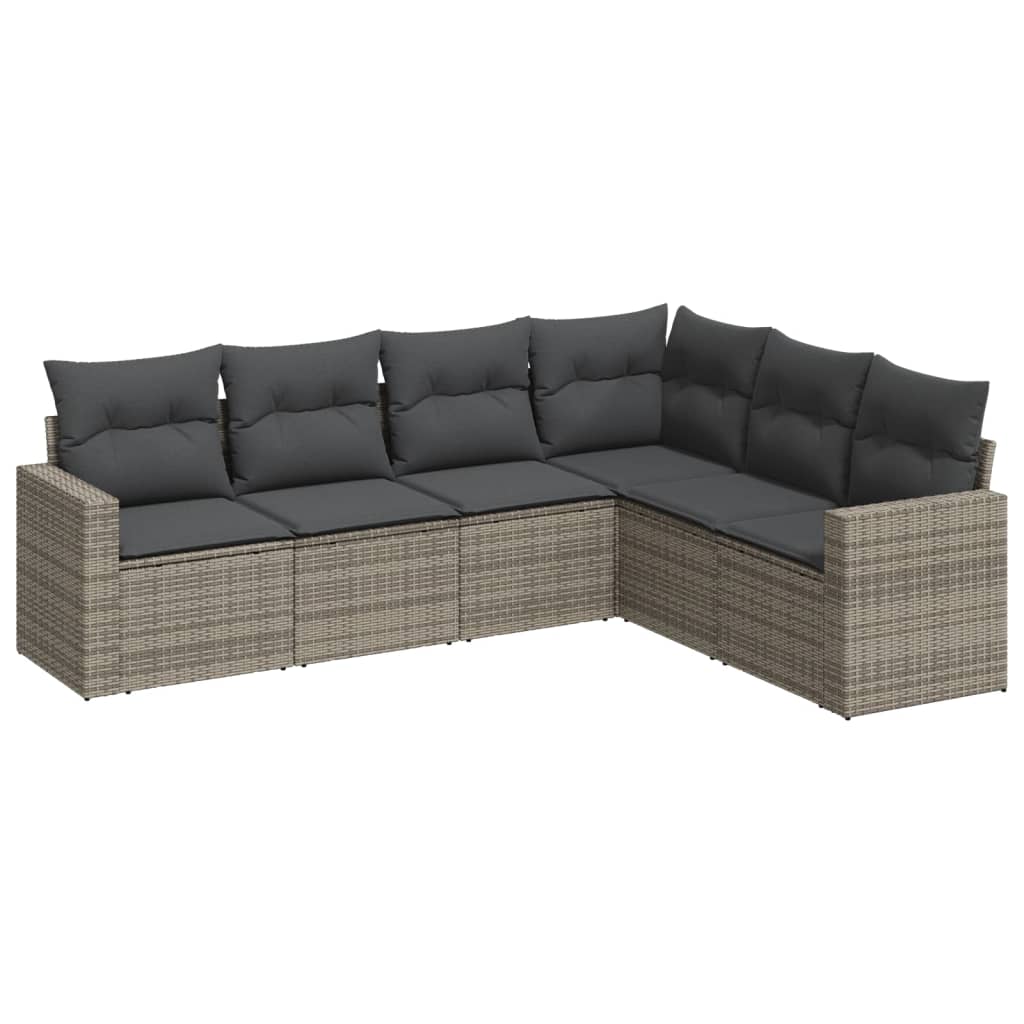 vidaXL Ensemble de canapés de jardin 6 pcs avec coussins gris résine tressée