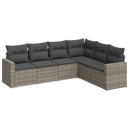 vidaXL Ensemble de canapés de jardin 6 pcs avec coussins gris résine tressée