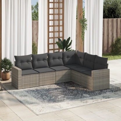 vidaXL Ensemble de canapés de jardin 6 pcs avec coussins gris résine tressée