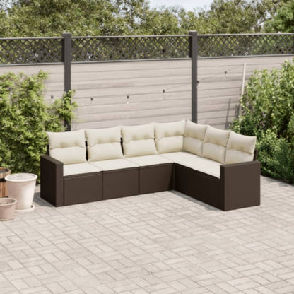 vidaXL Salon de jardin 6 pcs avec coussins Marron Résine tressée
