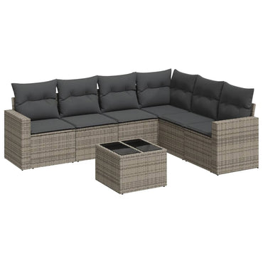 vidaXL Ensemble de canapés de jardin 7 pcs avec coussins Gris Résine tressée