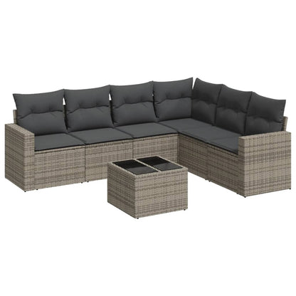 vidaXL Ensemble de canapés de jardin 7 pcs avec coussins Gris Résine tressée