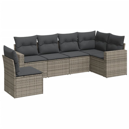vidaXL Ensemble de canapés de jardin 6 pcs avec coussins gris résine tressée