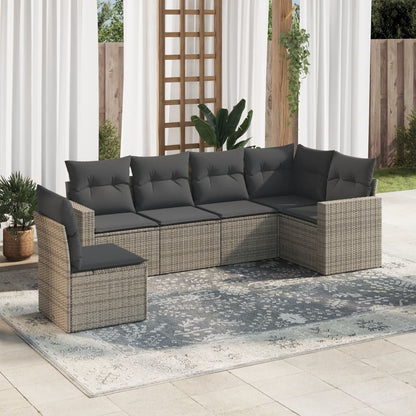 vidaXL Ensemble de canapés de jardin 6 pcs avec coussins gris résine tressée