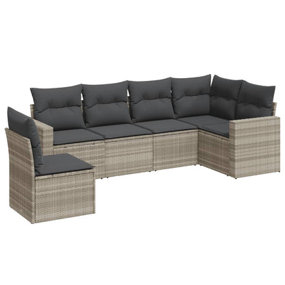 vidaXL Salon de jardin 6 pcs avec coussins Gris clair résine tressée