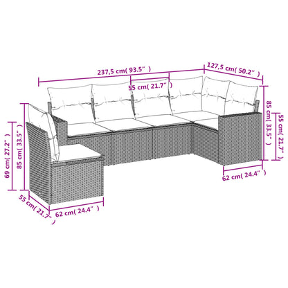 vidaXL Salon de jardin 6 pcs avec coussins Gris clair résine tressée