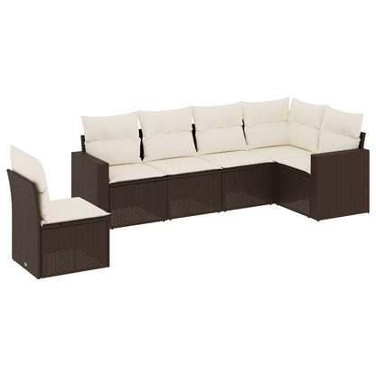 vidaXL Salon de jardin 6 pcs avec coussins Marron Résine tressée