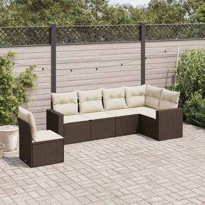 vidaXL Salon de jardin 6 pcs avec coussins Marron Résine tressée
