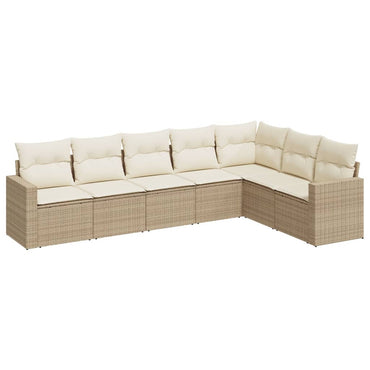 vidaXL Salon de jardin 7 pièces avec coussins en résine tressée beige