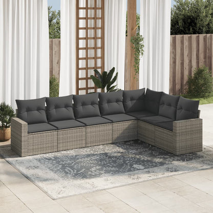 vidaXL Ensemble de canapés de jardin 7 pcs avec coussins Gris Résine tressée