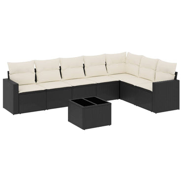vidaXL Ensemble de canapés de jardin 8 pièces avec coussins résine tressée noir
