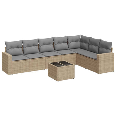 vidaXL Canapé d'angle de jardin 8 pcs avec coussins Résine tressée Beige