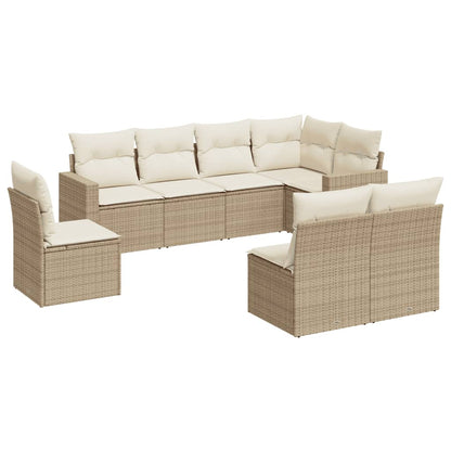 vidaXL Canapé d'angle de jardin 8 pcs avec coussins Résine tressée Beige