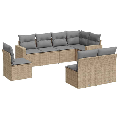 vidaXL Canapé d'angle de jardin 8 pcs avec coussins Résine tressée Beige