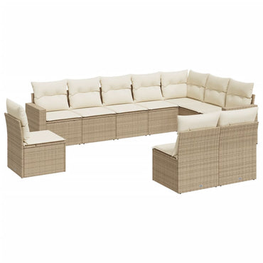 vidaXL Salon de jardin 10 pcs avec coussins beige résine tressée