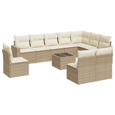 vidaXL Ensemble de canapés de jardin 11 pcs avec coussins en rotin synthétique beige