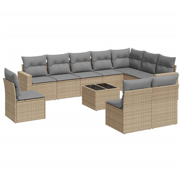 vidaXL Ensemble de canapés de jardin 11 pcs avec coussins en rotin synthétique beige