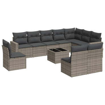 vidaXL Ensemble de canapés de jardin 11 pcs avec coussins en résine tressée gris