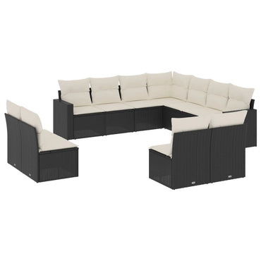 vidaXL Salon de jardin 11 pcs avec coussins Noir Résine tressée
