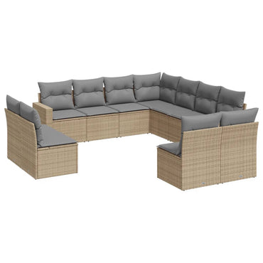 vidaXL Ensemble de canapés de jardin 11 pcs avec coussins en rotin synthétique beige