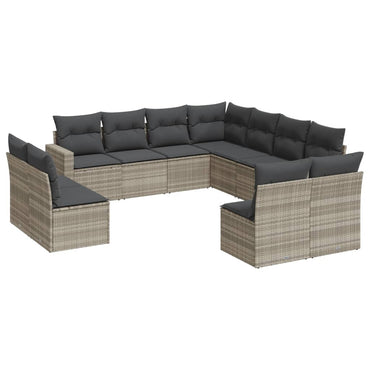 vidaXL Salon de jardin 11 pcs avec coussins Gris clair Résine tressée