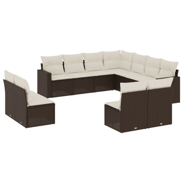 vidaXL Salon de jardin 11 pcs avec coussins marron résine tressée