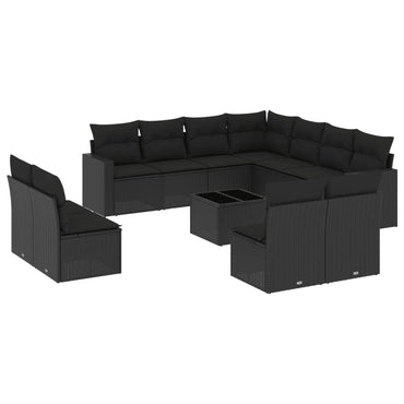 vidaXL Ensemble de canapés de jardin 12 pcs avec coussins Noir Résine tressée