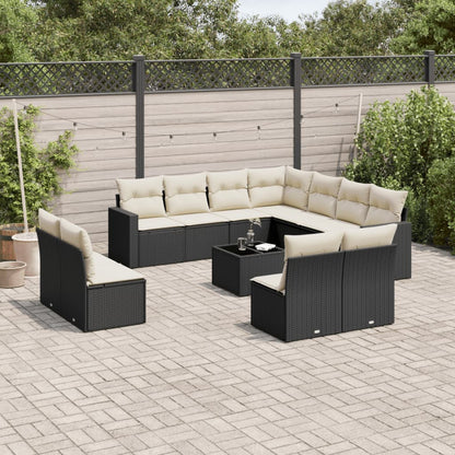 vidaXL Ensemble de canapés de jardin 12 pcs avec coussins Noir Résine tressée