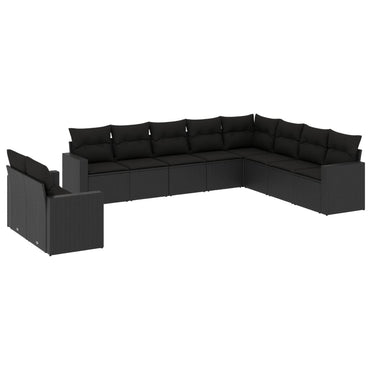 vidaXL Salon de jardin 10 pcs avec coussins Noir Résine tressée