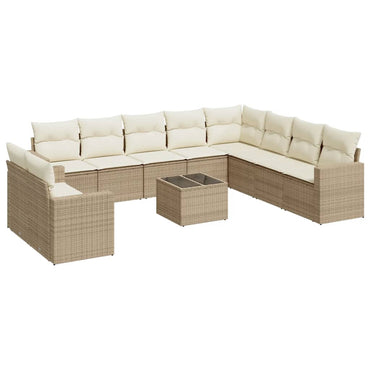vidaXL Ensemble de canapés de jardin 11 pcs avec coussins en rotin synthétique beige
