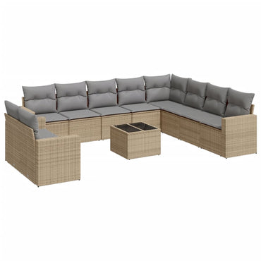 vidaXL Ensemble de canapés de jardin 11 pcs avec coussins en rotin synthétique beige