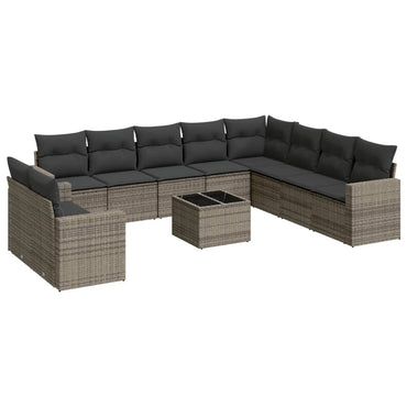 vidaXL Ensemble de canapés de jardin 11 pcs avec coussins en résine tressée gris