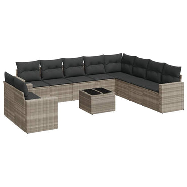vidaXL Salon de jardin 11 pcs avec coussins Gris clair Résine tressée