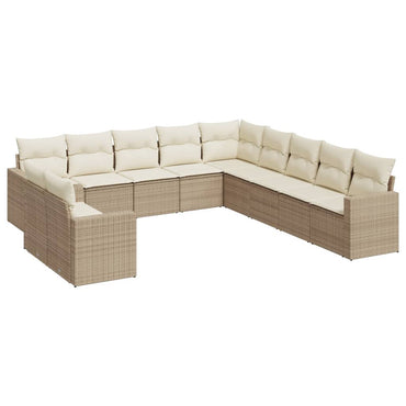 vidaXL Ensemble de canapés de jardin 11 pcs avec coussins en rotin synthétique beige