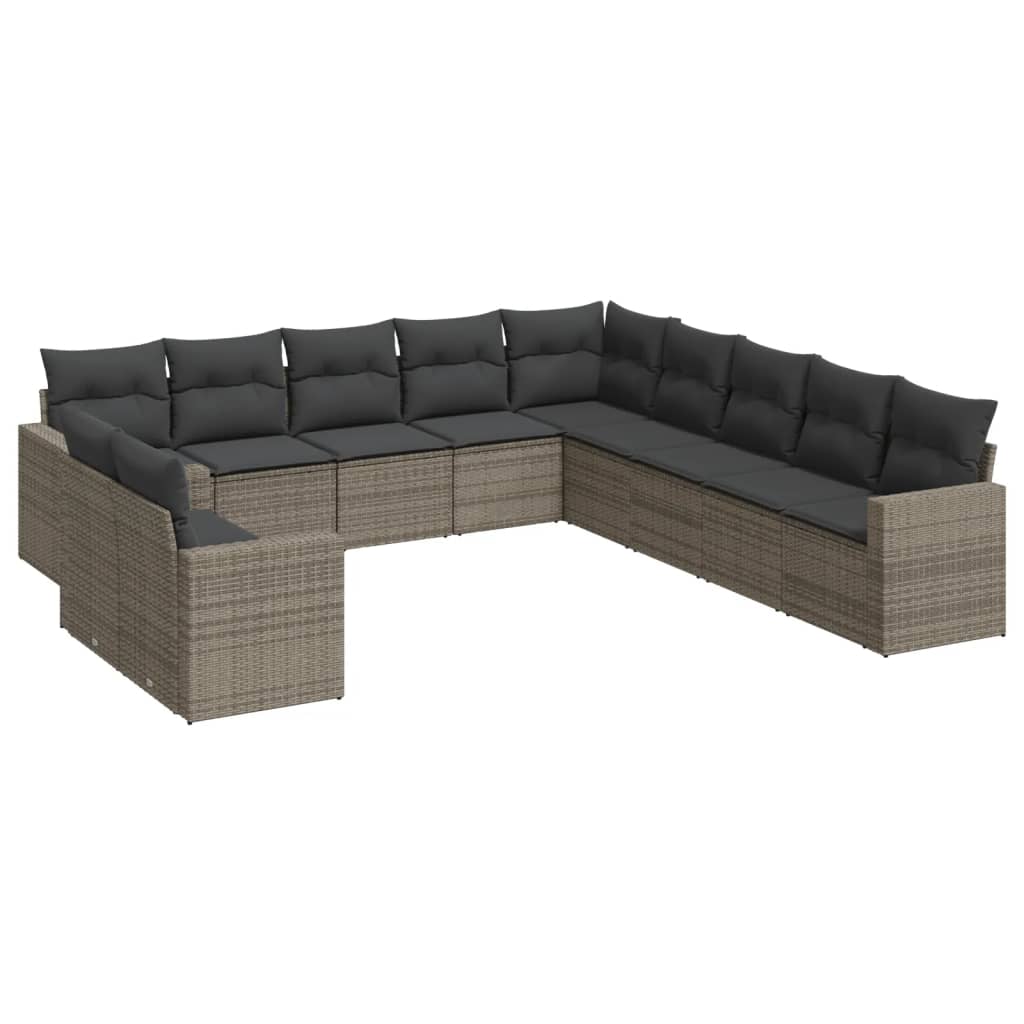 vidaXL Ensemble de canapés de jardin 11 pcs avec coussins en résine tressée gris