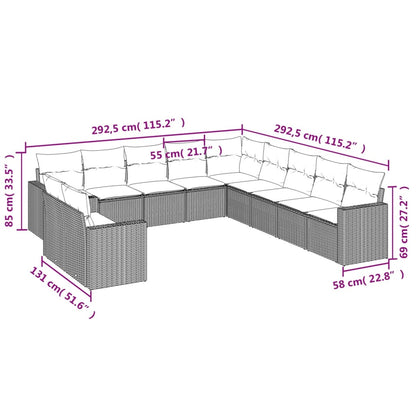 vidaXL Ensemble de canapés de jardin 11 pcs avec coussins en résine tressée gris