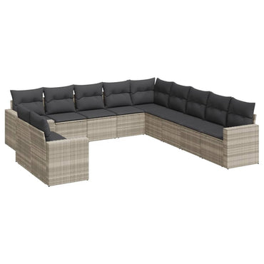 vidaXL Salon de jardin 11 pcs avec coussins Gris clair Résine tressée