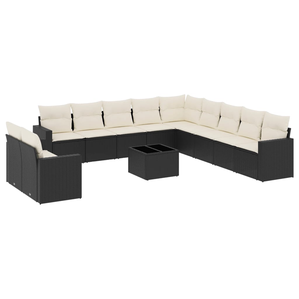 vidaXL Ensemble de canapés de jardin 12 pcs avec coussins Noir Résine tressée