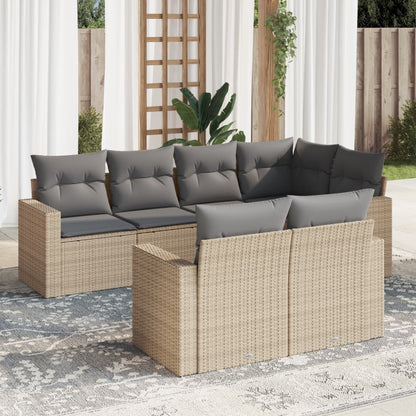 vidaXL Salon de jardin 7 pièces avec coussins en résine tressée beige