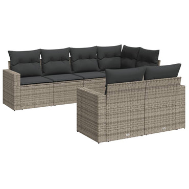 vidaXL Ensemble de canapés de jardin 7 pcs avec coussins Gris Résine tressée