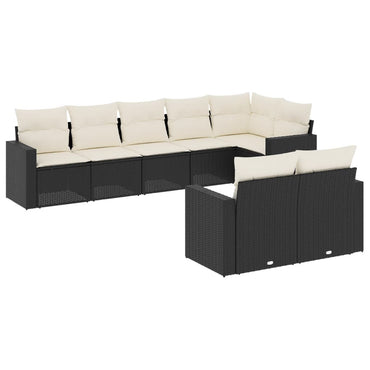 vidaXL Ensemble de canapés de jardin 8 pièces avec coussins résine tressée noir