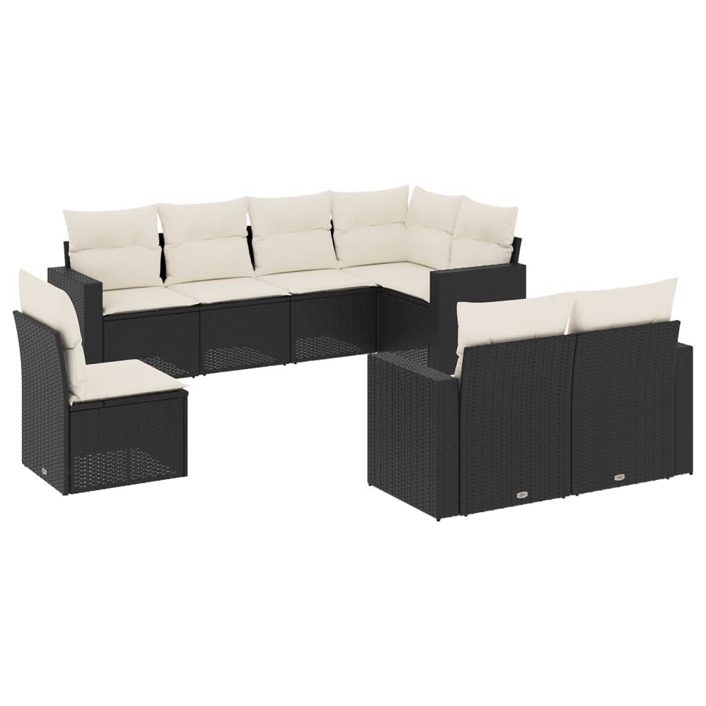 vidaXL Ensemble de canapés de jardin 8 pièces avec coussins résine tressée noir