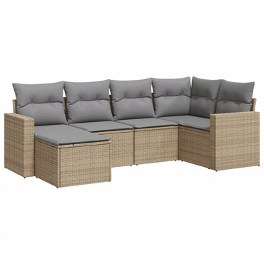 vidaXL Salon de jardin 6 pcs avec coussins beige résine tressée