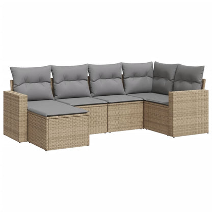 vidaXL Salon de jardin 6 pcs avec coussins beige résine tressée