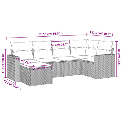 vidaXL Salon de jardin 6 pcs avec coussins beige résine tressée