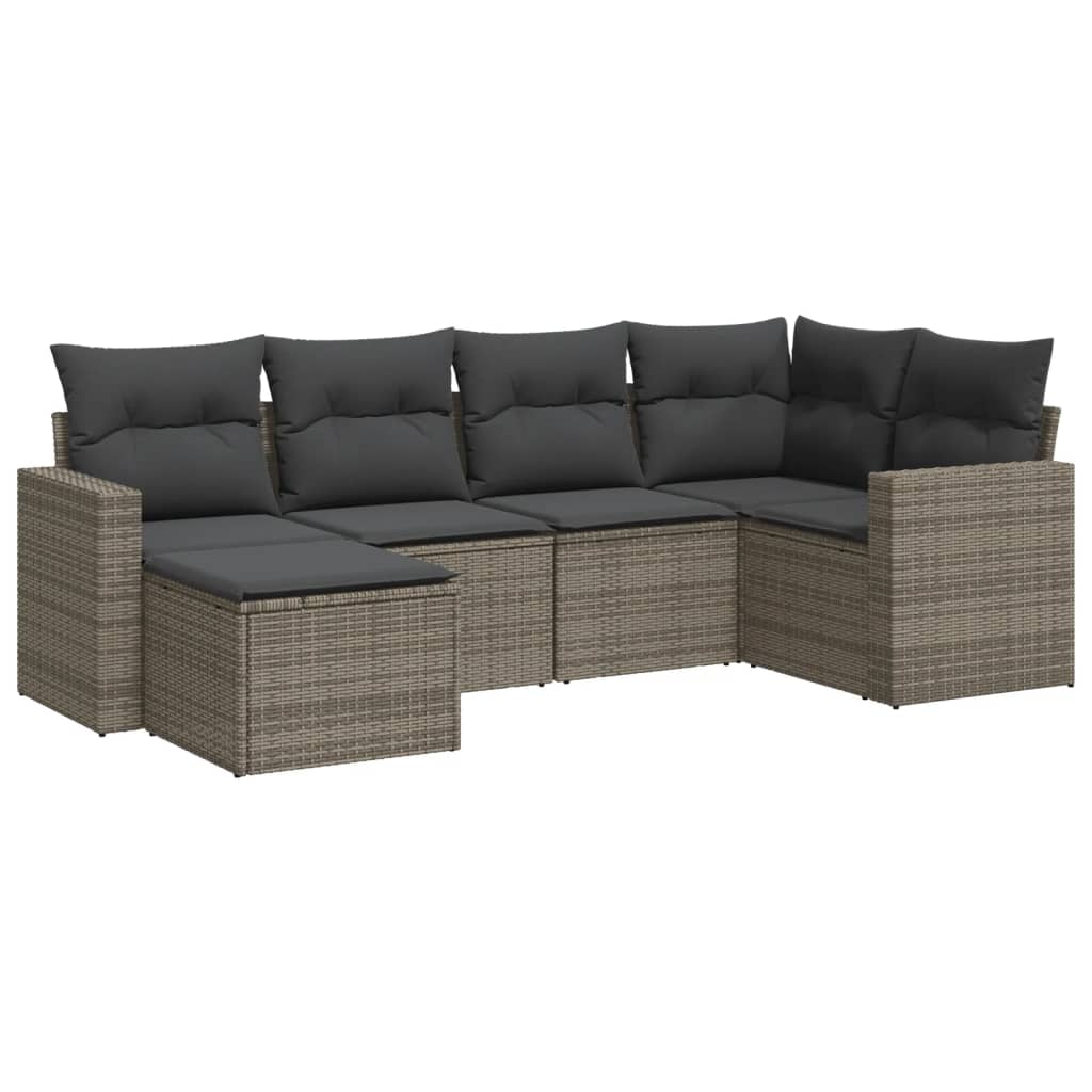 vidaXL Ensemble de canapés de jardin 6 pcs avec coussins gris résine tressée