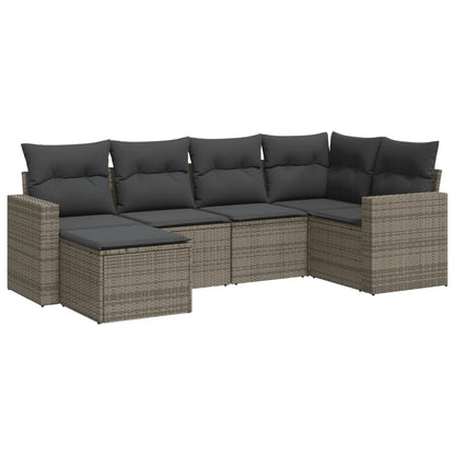 vidaXL Ensemble de canapés de jardin 6 pcs avec coussins gris résine tressée